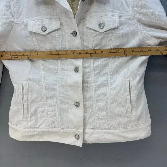 Gap Women's Sherpa Fleece Lined White Corduroy Jacket XL White Jean Jacket - Picture 10 of 12